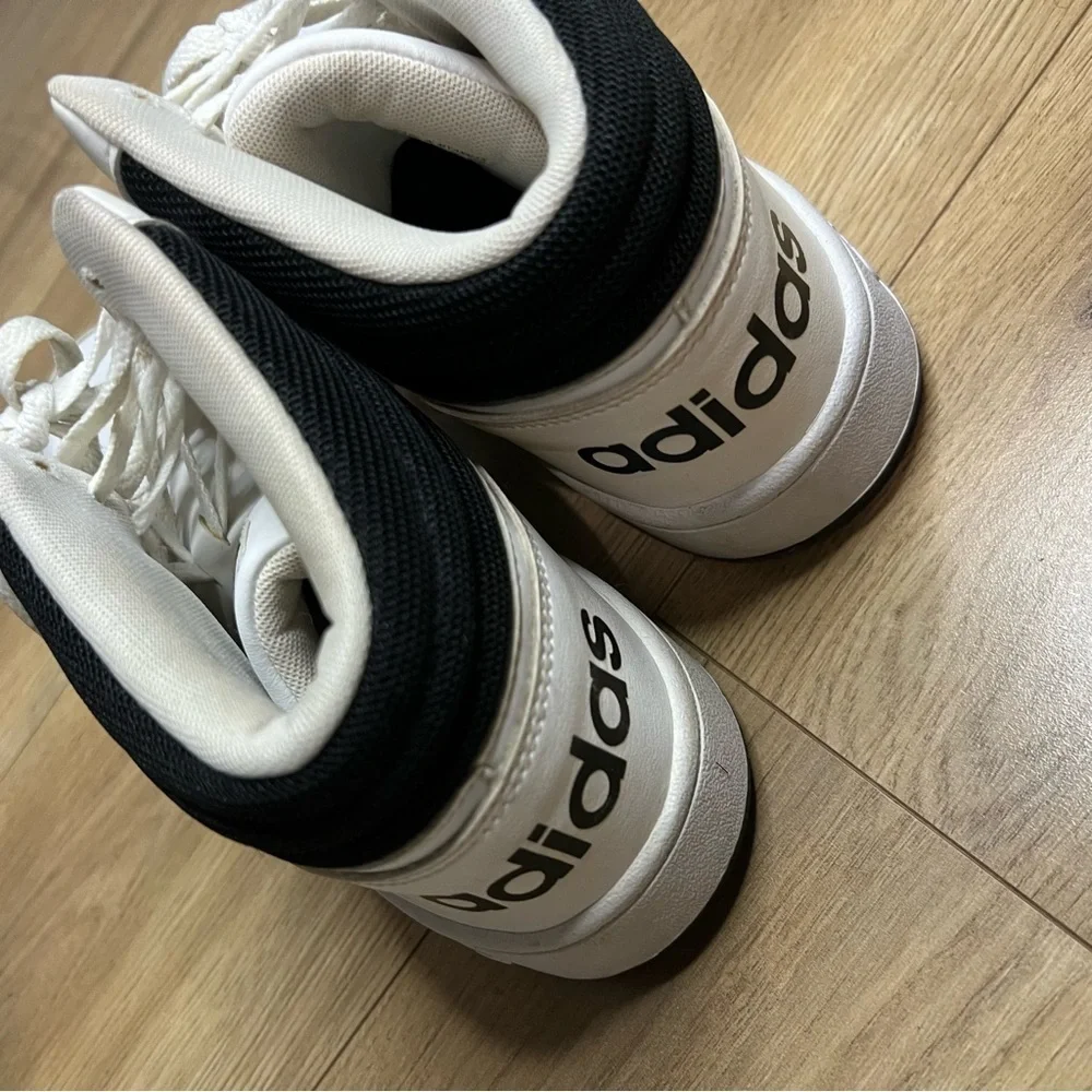 Adidas White and Black Mid-Top Hoops 2.0 Sneakers 11